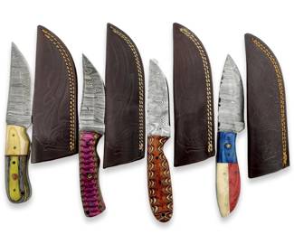 4pc Damascus Hunting Knife Collection