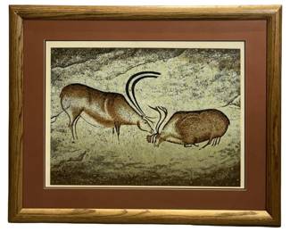 Signed Douglas Mazonowics “Two Reindeer" Litho