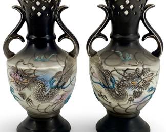 Hand Painted Porcelain Chinese Dragon Vases
