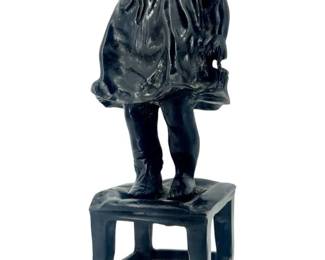 Vintage Bronze Juan Clara Ayats Girl Sculpture