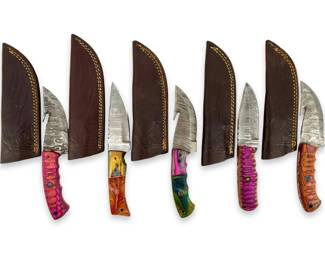 5pc Damascus Hunting Knife Collection