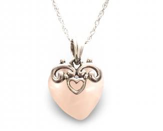 Sterling Silver Heart Quartz Pendant Necklace