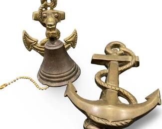 Set (2)Vintage Nautical Anchor Brass Bell Knocker