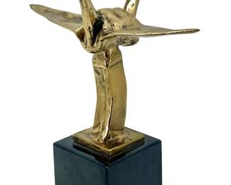 Vintage Abstract Brass Paper Crane Sculpture