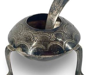 Small Signed H. Chu Silver Salt Cellar