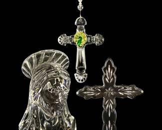 Waterford Crystal Jesus and Cross Sculptures