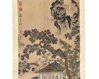 Vintage Hanging Chinese Landscape Scroll