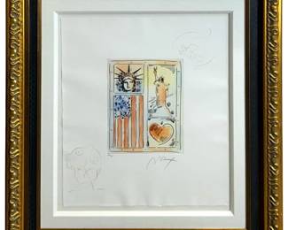 Signed Peter Max Hand Painted Etching