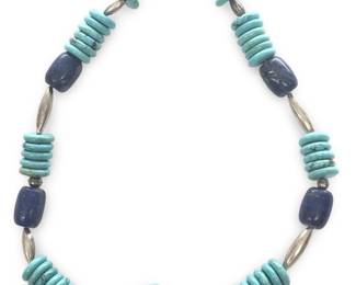 Native American Chunky Turquoise Lapis Necklace