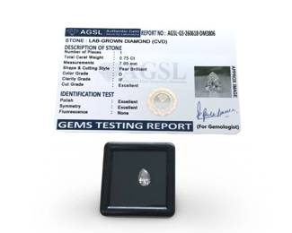 Approximately .75Ct Pear Lab Grown Diamond