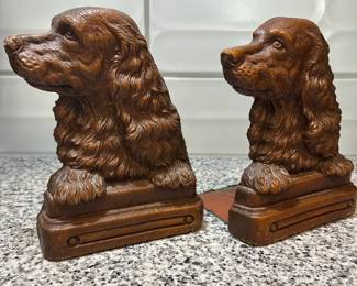 vintage Cocker Spaniel bookend is made from Ornawood, a composite material of wood flour and resin
