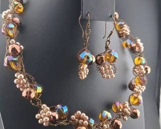Beaded Wire Necklace And Earring Sets