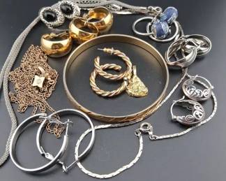 Costume Jewelry Including Monet Bangle Gold And Silver