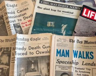 Old Newspaper Assorted Headlines And Life Magazine