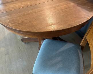 Oak Pedestal Table And 2 Chairs