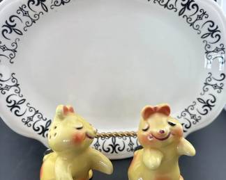 Bunny Hug Vintage SP Shakers, Platter Homer Laughlin