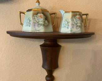 Antique RS Germany Cream & Sugar and Wall Shelf
