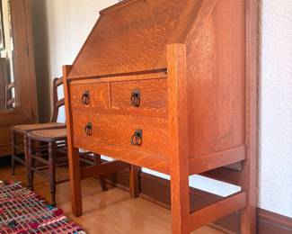 Early Gustav Stickley Mission Oak Arts + Crafts Drop Front Secretary