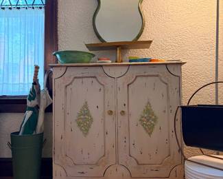 Vintage Hand Painted White Cabinet