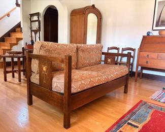 Stickley Harvey Ellis Inlaid Oak Sofa