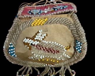 Antique Iroquois Beaded "Purse" with Beadwork