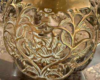 Brass Pillar Candle Holders with Filigree Design
