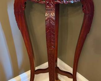 Carved Mahogany Plant Stand