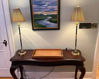 Mahogany Console Table with Carved Cabriole Legs and Ball and Claw Feet