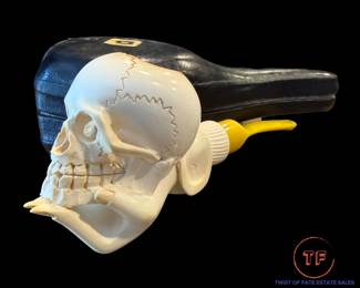 Meerschaum Carved Skull in Hand Pipe