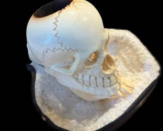 Meerschaum Carved Skull in Hand Pipe