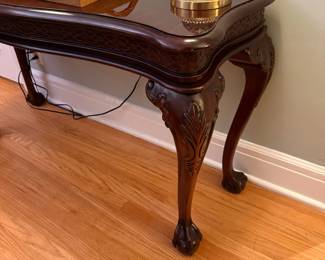 Mahogany Console Table with Carved Cabriole Legs and Ball and Claw Feet