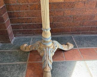 Antique Pink Marble Topped Table with Cast Iron Base