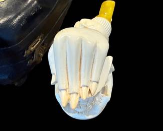 Meerschaum Carved Skull in Hand Pipe