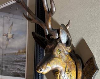 Vintage Hand Carved Deer Head