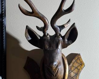 Vintage Hand Carved Deer Head