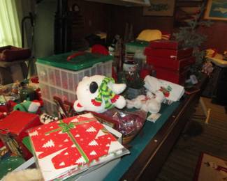 Pool table (for sale) using the top for all the Christmas