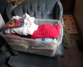 Bins of clothing mostly 80's-90's