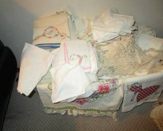 huge amount antique linens of every type