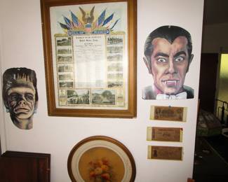 Vintage Halloween, WW1 framed ephemera