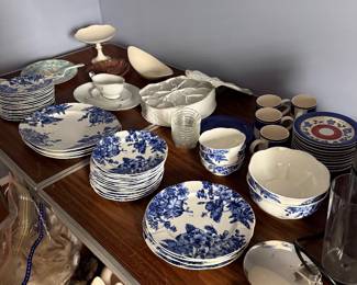 Vintage silver and wood danish pieces plus Block vintage china