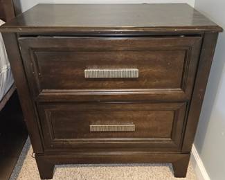 Dark Wood Drawer Nightstand, set of