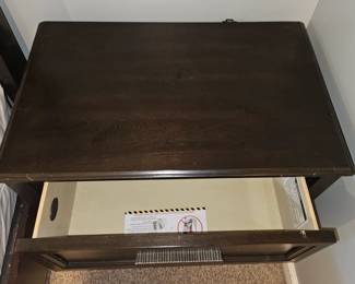 Dark Wood Drawer Nightstand, set of second image