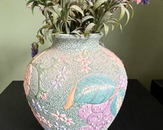 Textured Floral Ceramic Vase