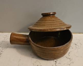 Brown Speckled Stoneware Onion Soup Bowl