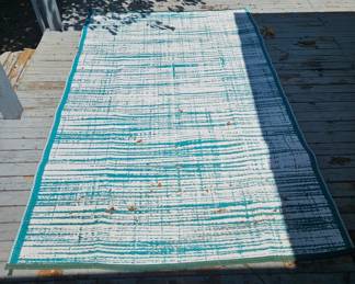 Teal Striped Outdoor Mat, set of