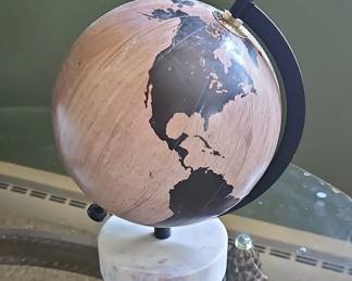 Wooden Globe with Marble Base