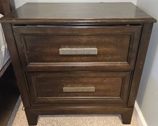 Dark Wood Drawer Nightstand, set of