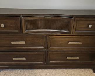 Dark Wood Dresser with Arched Slatted Section