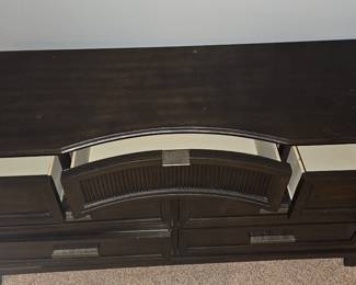 Dark Wood Dresser with Arched Slatted Section second image