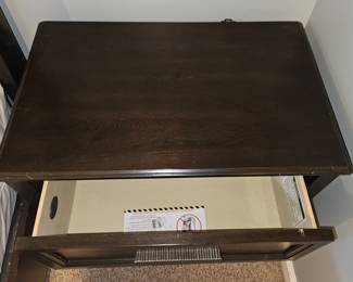 Dark Wood Drawer Nightstand, set of second image